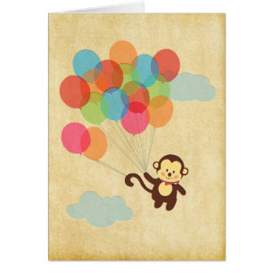 Adorable singe s'enfuit avec des ballons