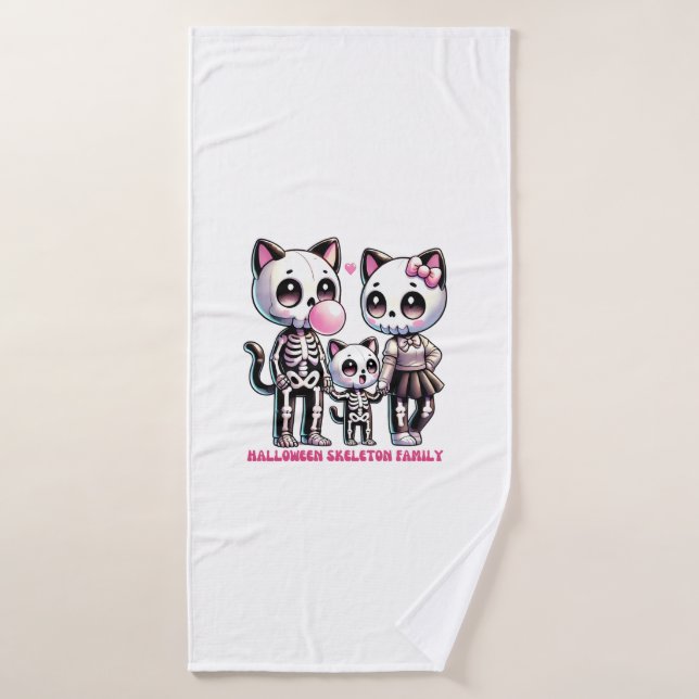 Adorable Skeleton Famille de chats avec Bubble gum (Serviette de bain)