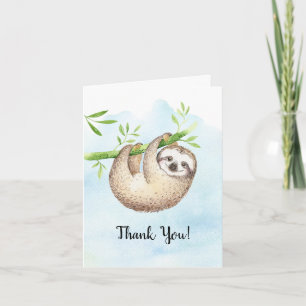 Adorable Sloth Animaux Baby shower Merci Note