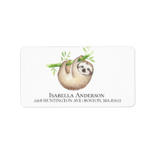 Adorable Sloth Baby Boy Douche Étiquette de adress