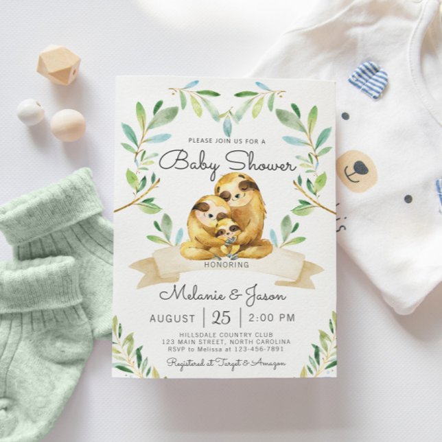 Adorable Sloth Baby shower Invitation (Créateur téléchargé)
