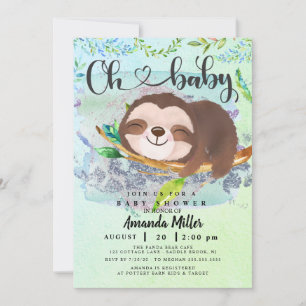 Adorable Sloth Baby shower Invitation