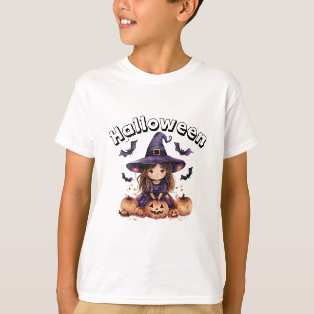 Adorable Sorcière Halloween T-shirt enfant (Devant)