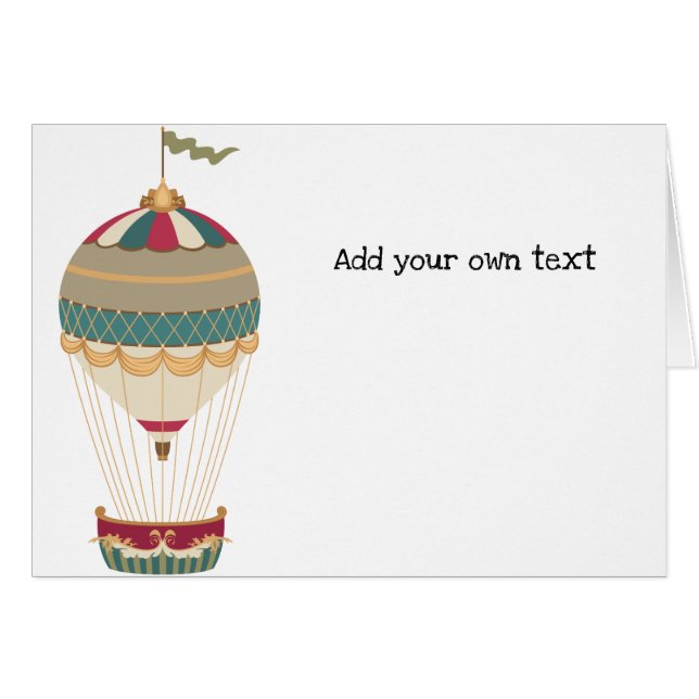 Adorable Steampunk Hot Air Balloon avec drapeau (Devant horizontal)