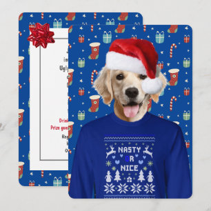 Adorable Sweater Party Golden Retriever Invitation