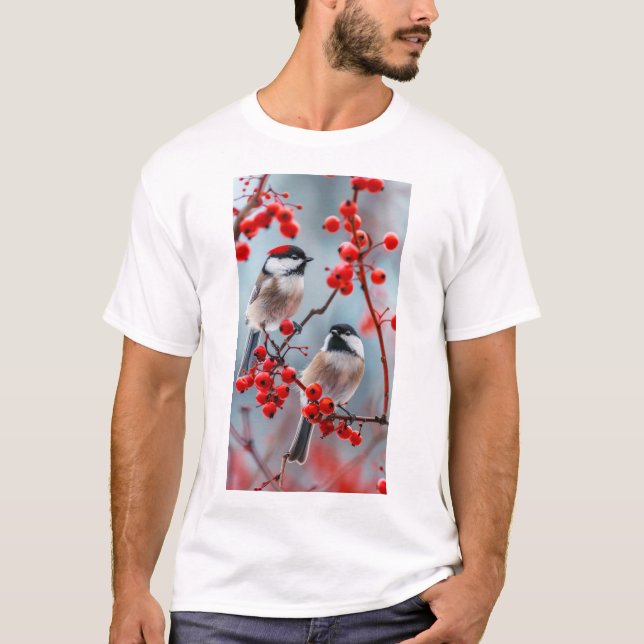 Adorable T-shirt Chickadees Rouges (Devant)