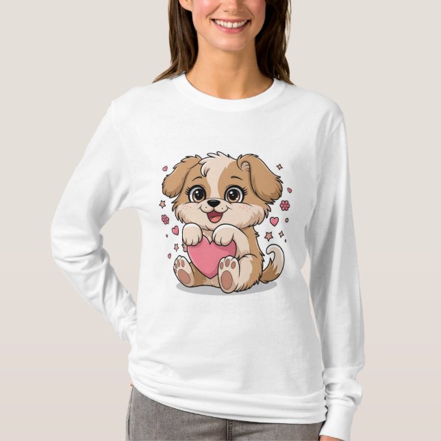 Adorable T-Shirt Chiot - Une touche de mignon (Devant)