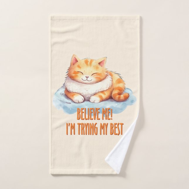 Adorable Tabby Orange Chat - Je tente mon meilleur (Serviette à main)