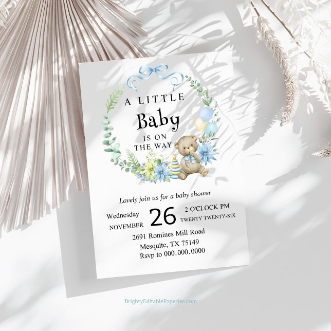 Adorable Teddy Bear Baby shower Invitation (Créateur téléchargé)