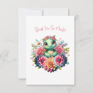 Adorable Tortue de mer Florale Merci Carte de note