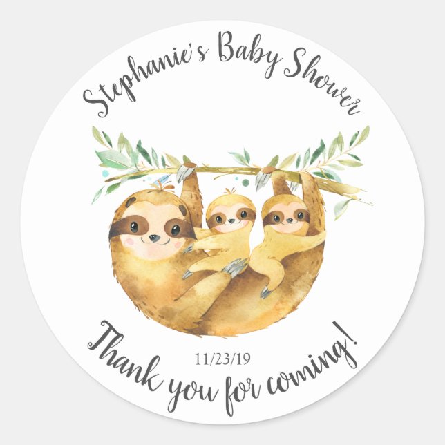 Adorable Twins Sloth Baby Douche Favoriser Sticker (Devant)