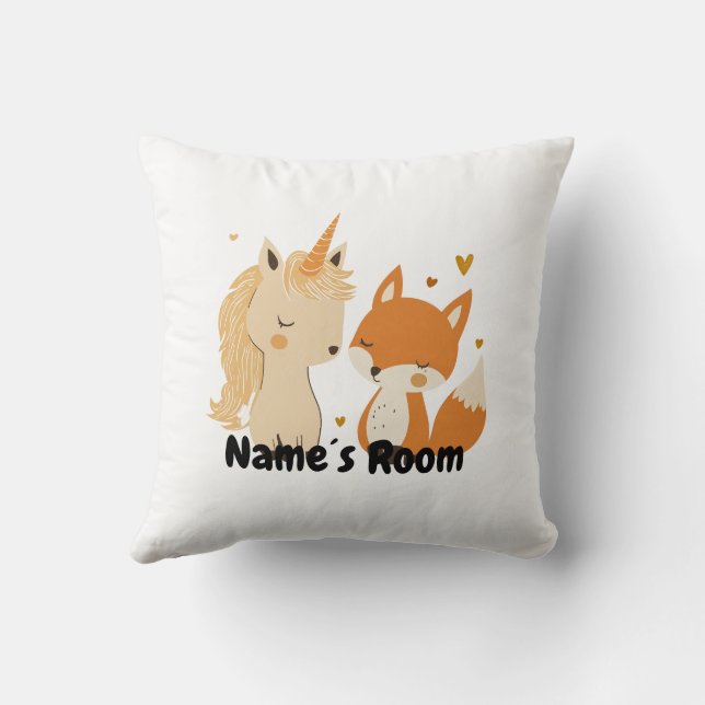 Adorable Unicorn et Fox Coussin pour la chambre de (Verso)
