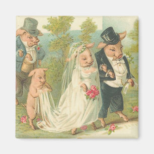 Adorable Vintage pot de porc et aimant de chambre
