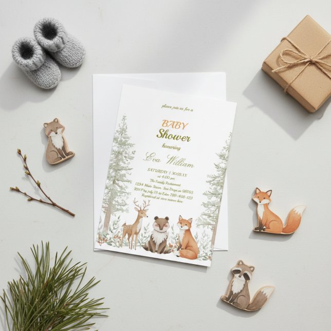 Adorable Woodland Animals Baby Shower Invitation (Créateur téléchargé)