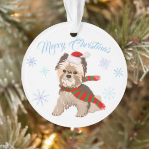 Adorable Yorkie de Noël dans un chapeau de Père No