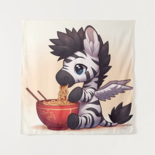 Adorable Zebra Angel Manger Ramen Tapisserie