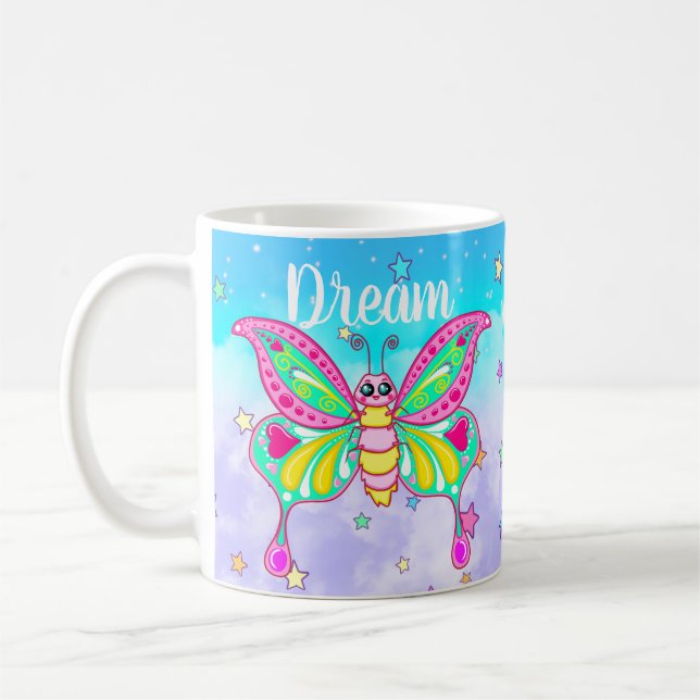 Adorablement mignonne "Dream" Kawaii Papillon Mug (Gauche)