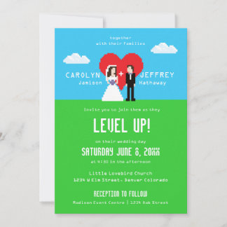 Adorablement Nerdy Invitations de mariage à 8 bits