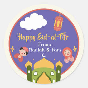 Adorables autocollants Eid-al-Fitr - Mosquée Hijab