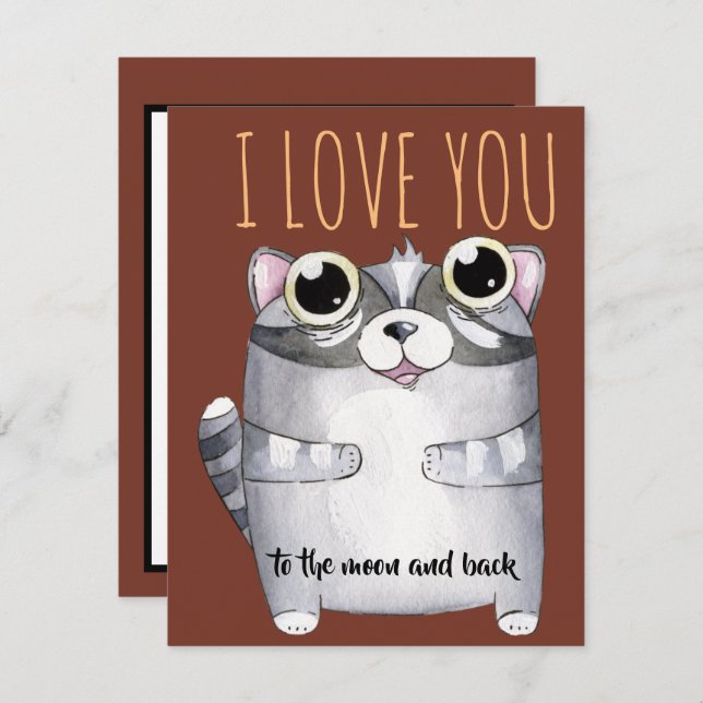 Adorables Cartoon Raccoon I Love You (Devant / Derrière)