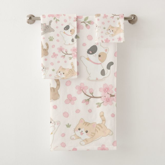 Adorables chatons Chibi et fleurs de cerisier (En situation)