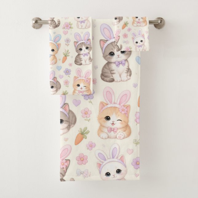 Adorables chatons de Pâques avec motif d'oreilles  (En situation)
