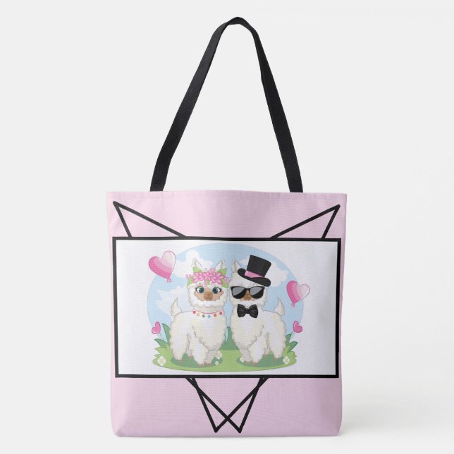 Adorables Llama Love Cute Llama Couple Sac fourre- (Devant)