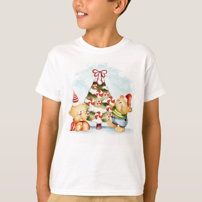 Adorables Ours De Noël Et T-shirt Arbre (Devant)