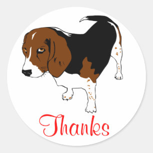 Adorables Stickers de Remerciement Chien Beagle