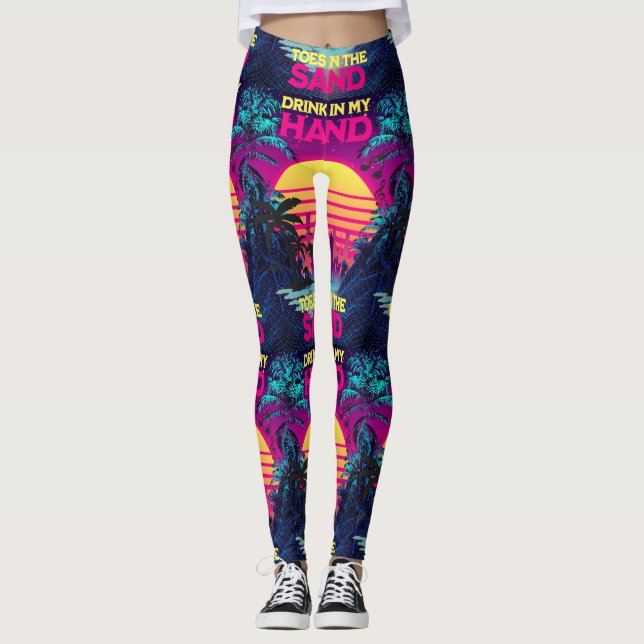 Adorables Synthwave/Vaporwave Style Leggings Yoga (Devant)