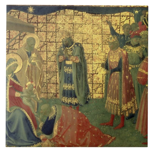 Adoration des Magi, détail d'un carreau de (Devant)