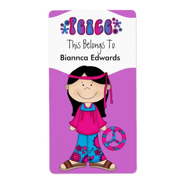 Ados étiquette Enfants Retro Peace Book Plate Clas (Devant)