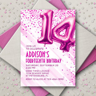 Ados Filles rose 14e anniversaire Invitation