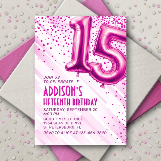 Ados Filles rose 15e anniversaire Invitation (Créateur téléchargé)