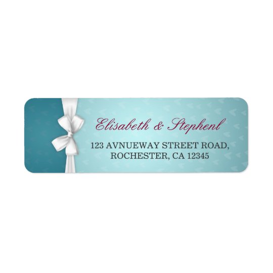 Adresse blanche élégante de mariage de turquoise étiquette d’adresse retour