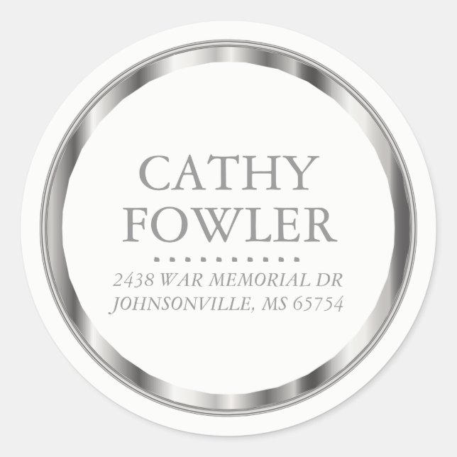 Adresse classique Étiquettes argent et blanc (Devant)