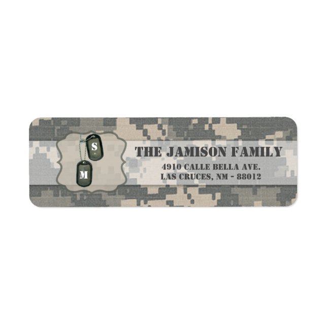 Adresse de retour de .75"x2.25" Étiquette ARMY ACU (Devant)