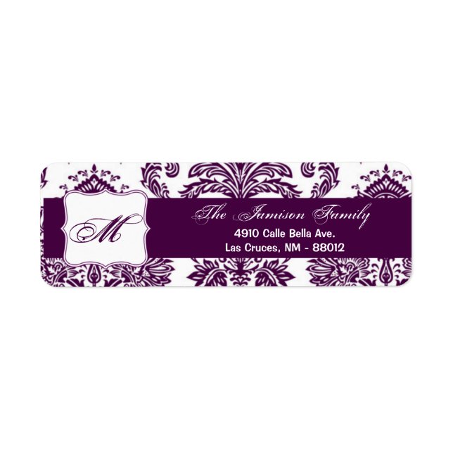 Adresse de retour de .75"x2.25" Étiquette Plum Pur (Devant)