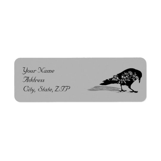 Adresse de retour de cadre gothique noir de Raven Étiquette D’adresse Retour