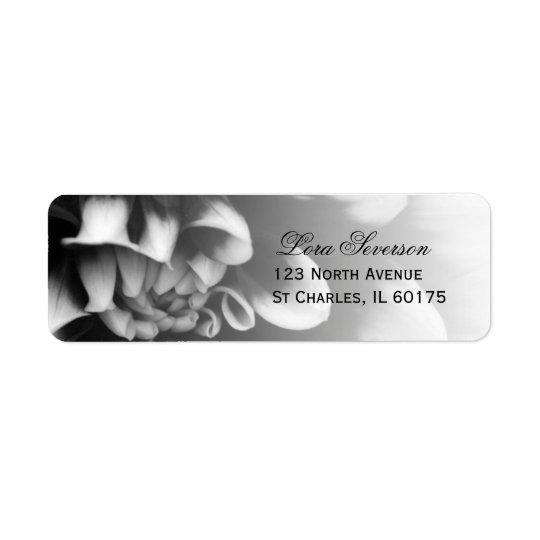 Adresse de retour de fleur noire et blanche de étiquette d’adresse retour