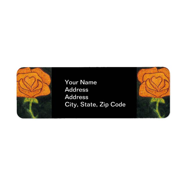 Adresse de retour de fleurs Étiquette rose orange  (Devant)