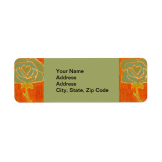 Adresse de retour de fleurs Étiquette rose orange