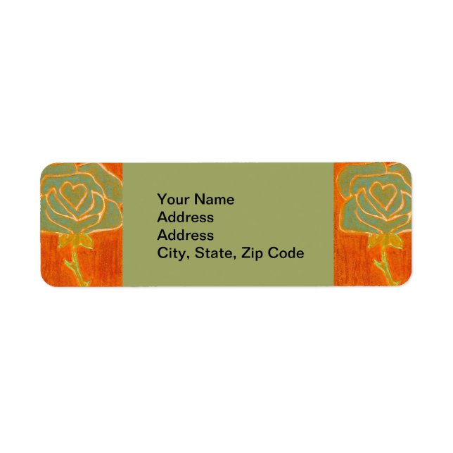 Adresse de retour de fleurs Étiquette rose orange  (Devant)