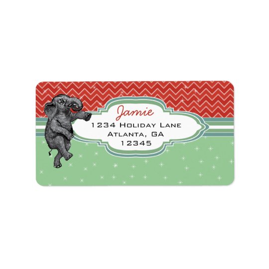 Adresse de retour de motif de zigzag d'éléphant de étiquettes d’adresse