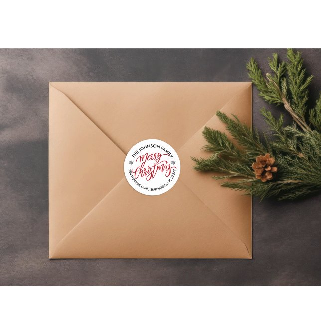 Adresse de retour de Noël Sticker rond classique (Créateur téléchargé)