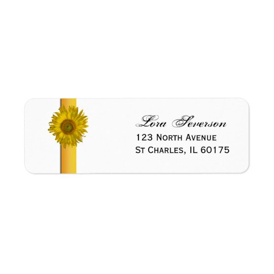 Adresse de retour de rayure jaune de tournesol étiquette d’adresse retour