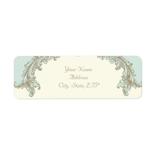 Adresse de retour d'or de cadre vintage bleu de étiquette d’adresse retour