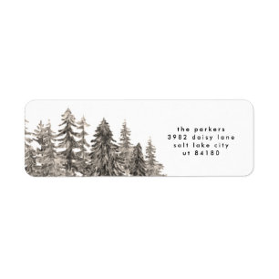 Adresse de retour Étiquette Arbres de Noël d'hiver