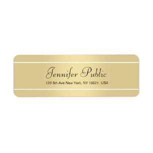 Adresse de retour Étiquette Or moderne Blanc Scrip