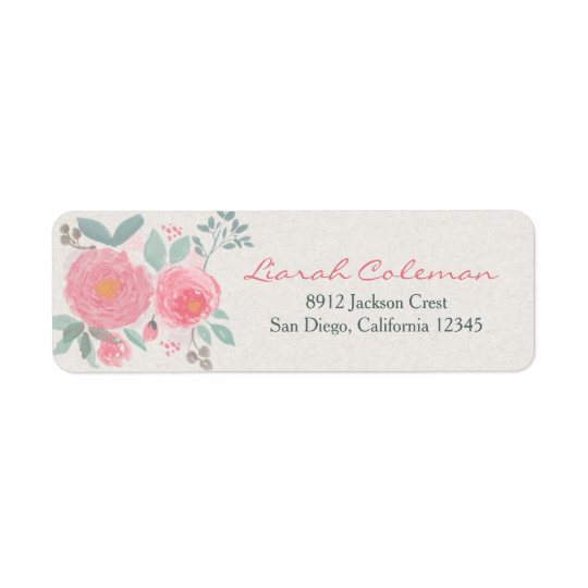 Adresse de retour florale d'aquarelle peinte à la étiquettes d’adresse retour